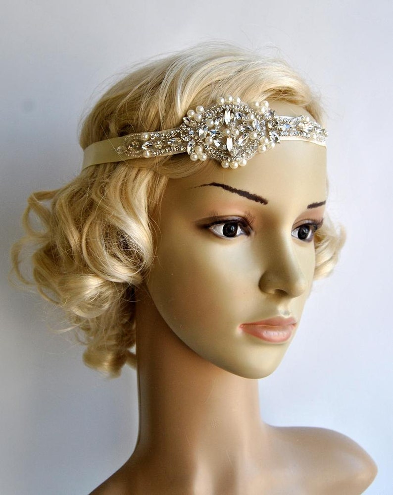 Crystal Pearls Rhinestone , Bridal Headband, Wedding Headband, Wedding Headpiece, Halo Bridal Headpiece image 1