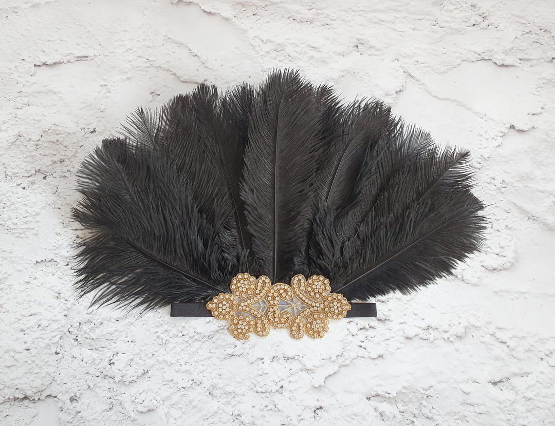 thumbnail image 2 of 1920s Flapper Feather Headband, 20s Sequined Headpiece, Roaring 20's Theme Set For Women Costume Headwear (Red Feather 2 of 12