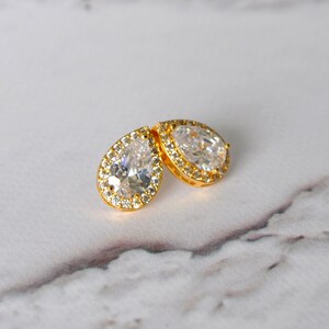 ALEXA Teardrop Ohrstecker, Gold Rose Gold Ohrstecker Weißer Kristall Hochzeit Braut Ohrringe Brautjungfer Geschenk Teardrop Ohrstecker Gold