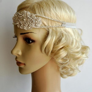 Gorgeous 1920's rhinestone flapper headband,1920s wedding Gatsby rhinestones flapper Headpiece headband,Bridal Wedding Rhinestone Headpiece image 4