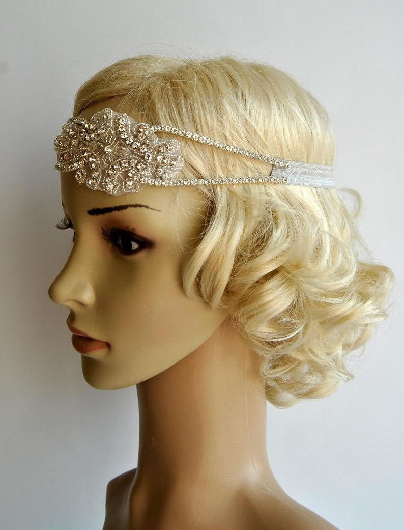 Gorgeous 1920's rhinestone flapper headband,1920s wedding Gatsby rhinestones flapper Headpiece headband,Bridal Wedding Rhinestone Headpiece image 4
