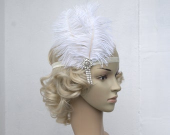 The Great Gatsby,20's flapper Headpiece, Vintage Inspired, Bridal 1920s Headpiece ,1930's, Rhinestone headband, Rhinestone flapper headpiece