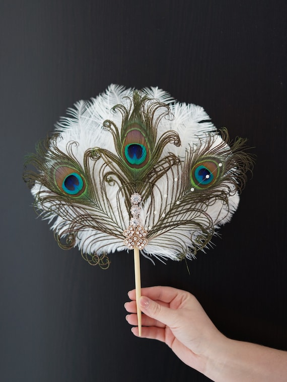 Gold Black Ivory Cake Topper, Feather Gatsby 1920s Wedding