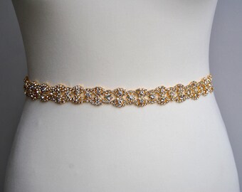 Gold Dress Sash Belt, Wedding dress Bridal Sash,Wedding Rhinestone Sash, Rhinestone Bridal Bridesmaid Sash Belt, Wedding dress sash