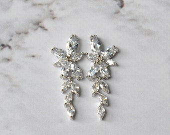 ELLA Braut Ohrringe, Hochzeit Ohrringe Kristall Blatt Ohrringe Marquise Ohrringe Brautjungfer Geschenk Ohrringe Ohrstecker Hochzeit Brautschmuck