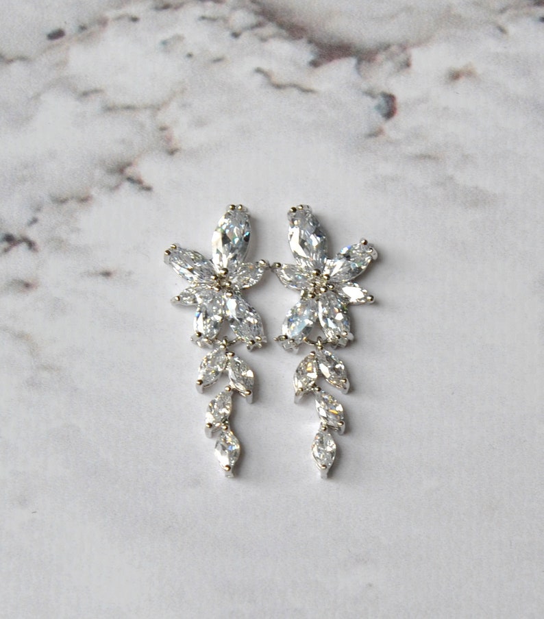 Rose Gold Bridal Earrings ELLA Wedding Earrings Crystal - Etsy