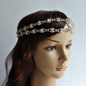 Crystal bridal headpiece, 1920's rhinestone flapper headband, wedding Gatsby crystal flapper Headpiece headband, Bridal crystal headpiece image 5