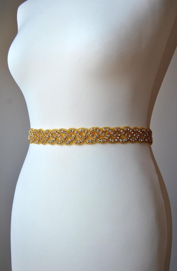 Gold Stunning Crystal Bridal SashWedding Dress Sash Belt Etsy