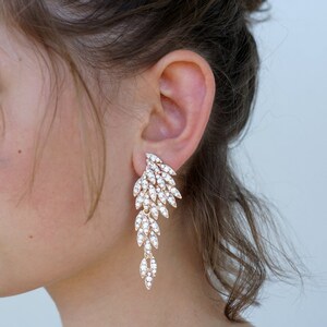 Gold Chandelier Earrings, Crystal Earrings Megan Bridal Earrings, Bridal Jewelry, Crystal Wedding Earrings ,Long Great Gatsby 1920s earrings image 7