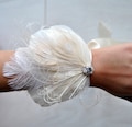 Wedding Bride Corsage Great Gatsby bracelet Wristlet Feathrs  Corsage Keepsake Feacock Wrist Corsage Prom Mother Bridesmaid 1920s Corsage product logo