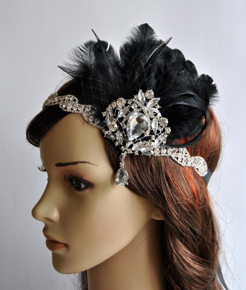 1920's flapper Headpiece Rhinestone Flapper headband The Etsy