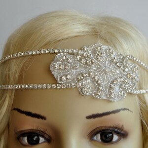 Gorgeous 1920's rhinestone flapper headband,1920s wedding Gatsby rhinestones flapper Headpiece headband,Bridal Wedding Rhinestone Headpiece image 5