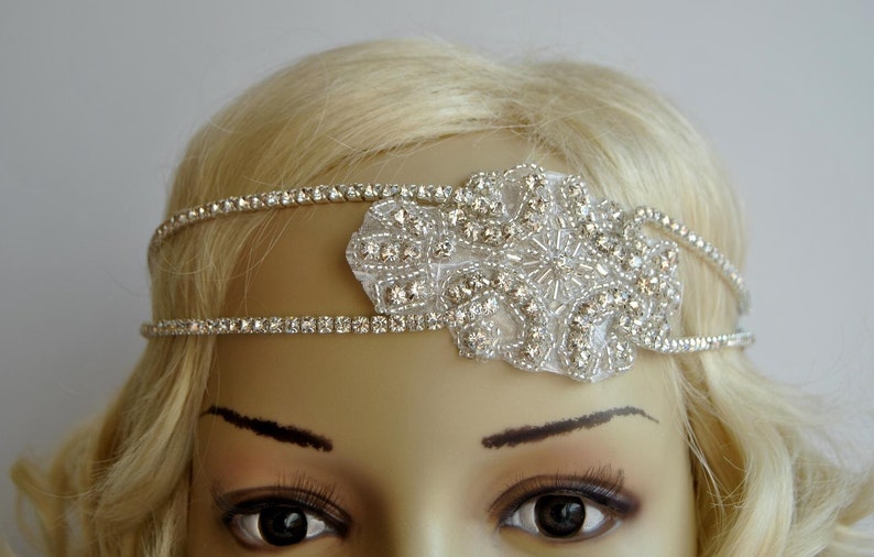 Gorgeous 1920's rhinestone flapper headband,1920s wedding Gatsby rhinestones flapper Headpiece headband,Bridal Wedding Rhinestone Headpiece image 5