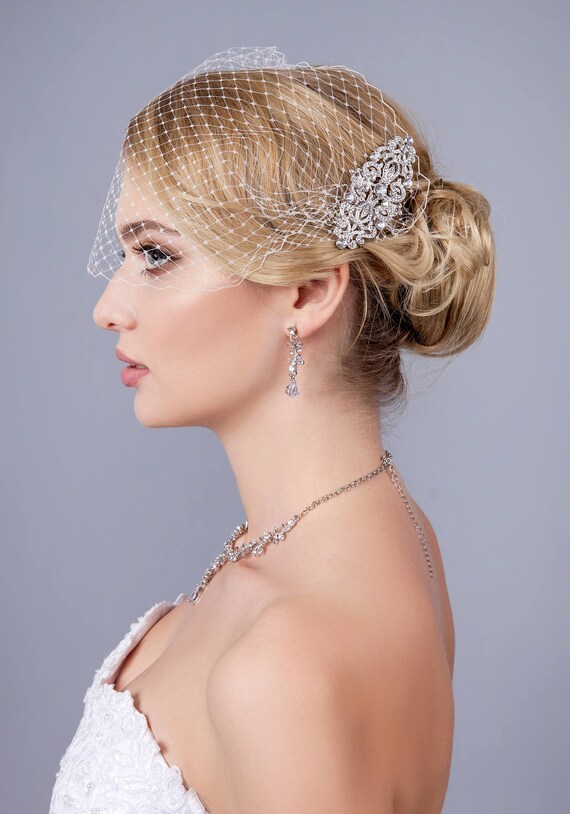 Bandeau Veil With Hair Comb Birdcage Veil Wedding Veil Etsy