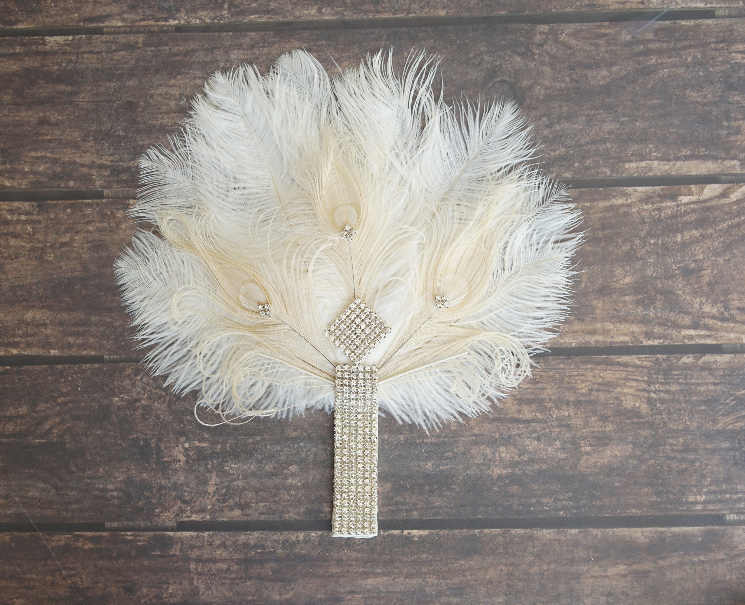 Bridal Feather Fan alternative Ostrich Feather Fan Bridal | Etsy