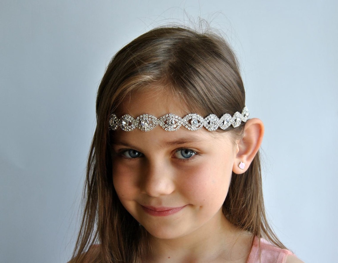 Flower Girl Rhinestone Pearls Headband Baby Headband Newborn Etsy