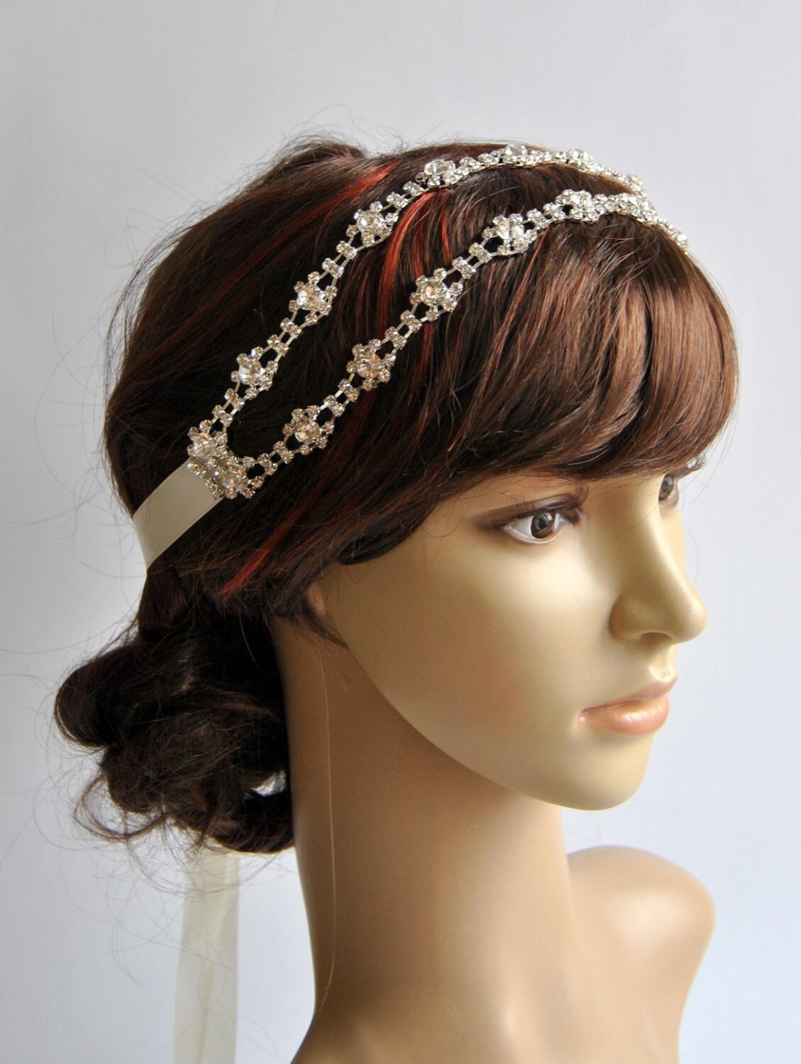 Crystal Headband Double Row Wedding Headband Bridal Wedding Etsy