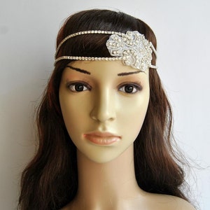 Gorgeous 1920's rhinestone flapper headband,1920s wedding Gatsby rhinestones flapper Headpiece headband,Bridal Wedding Rhinestone Headpiece image 2