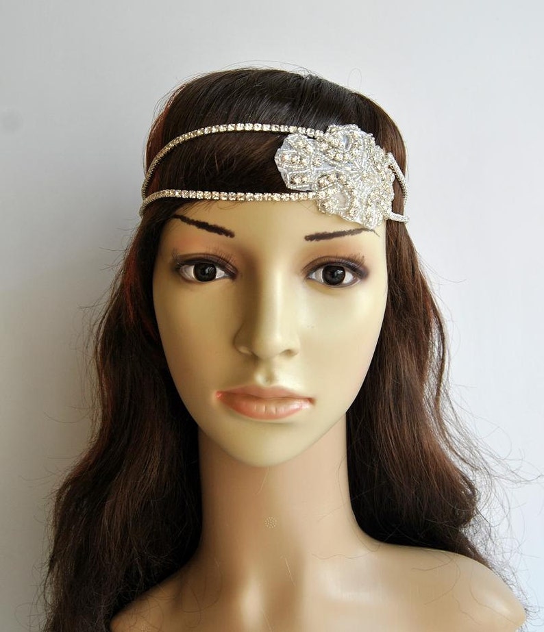 Gorgeous 1920's rhinestone flapper headband,1920s wedding Gatsby rhinestones flapper Headpiece headband,Bridal Wedding Rhinestone Headpiece image 2