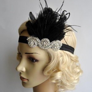 El gran Gatsby, tocado estilo flapper de los años 20, tocado de novia de los años 20, diadema de diamantes de imitación de los años 30, regalo para dama de honor, diadema estilo flapper