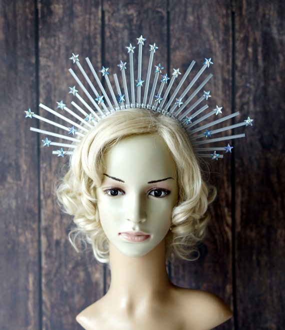 Queen Crystal Silver Halo Crown Goddess Headdress Glitter  display picture 1