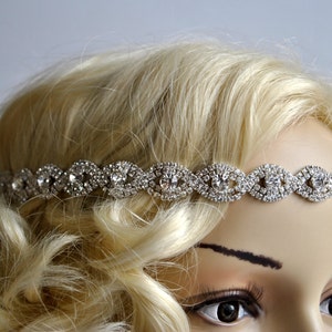 Rhinestone Headband hairpiece Crystal Gatsby Headband, Crystal Wedding Bridal Headband Headpiece, 1920s Flapper headband, Bridesmaid gift image 1