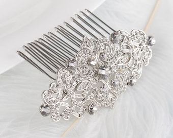 CHRISTINA Crystal Bridal Art Deco Hair Comb 1920s, Great Gatsby Vintage Inspired Hairpiece Bridal Hair Accessory Headpiece Crystal Hair Comb