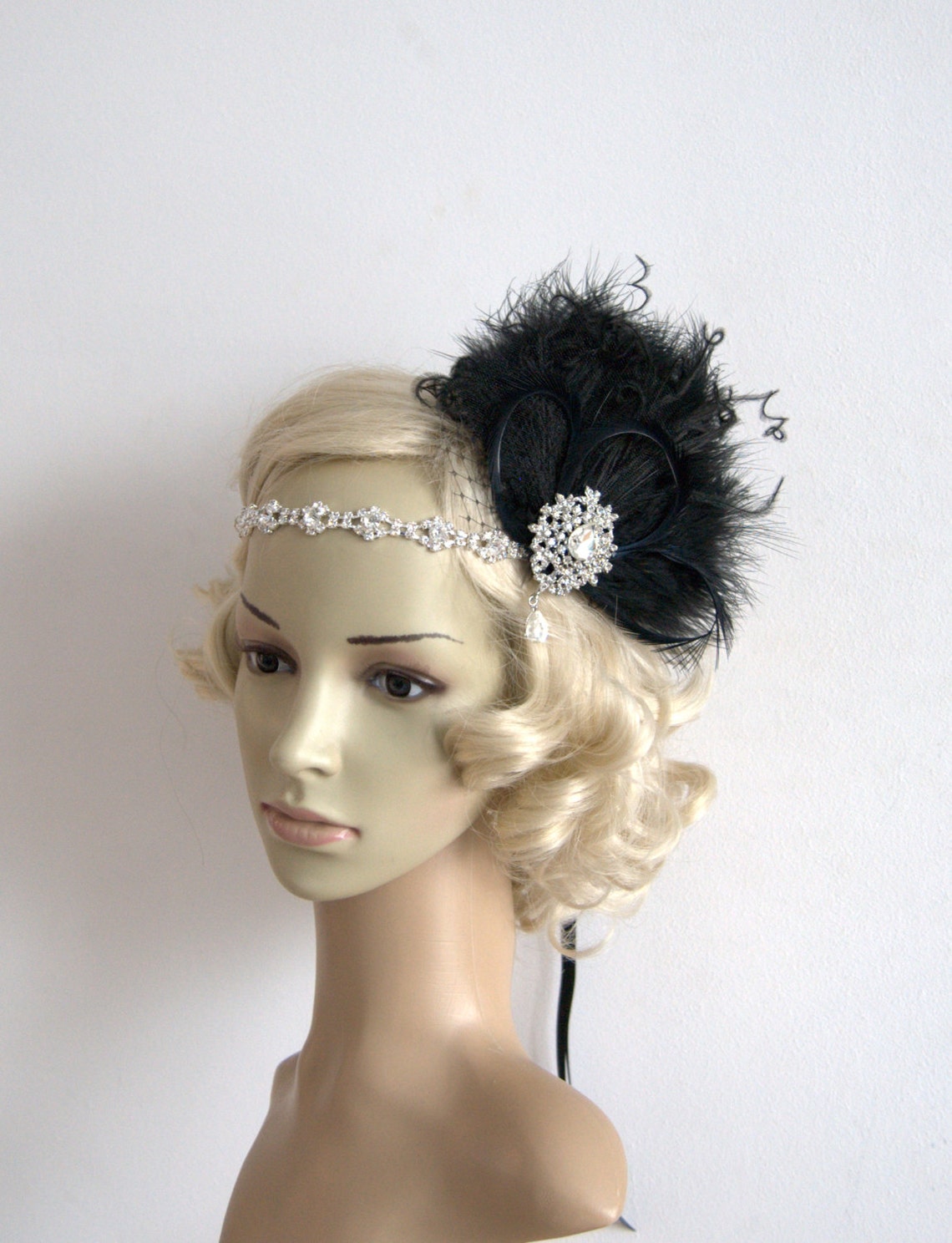 rhinestone flapper headpiece