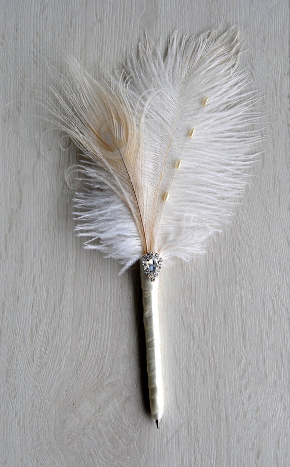 White Ostrich Feather Quill Pen