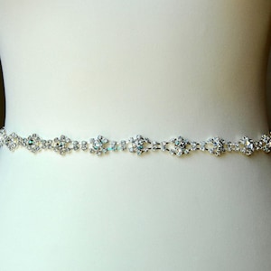 Thin crystal Sash Belt, Wedding dress Bridal Sash, Bridal Bridesmaid Belt, Wedding dress sash, Bridesmaid Gift -Grace