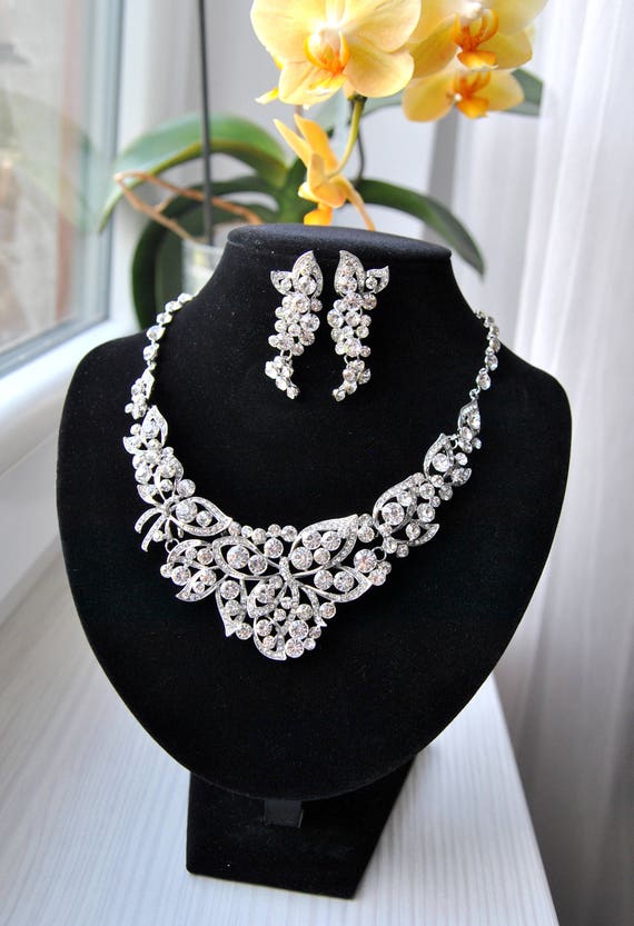 Bridal Jewelry Set MANDY Wedding Jewelry Sets for Brides Chandelier Bridal Necklace Earrings Set Drop Crystal Jewelry Vintage Bridesmaids Etsy UK