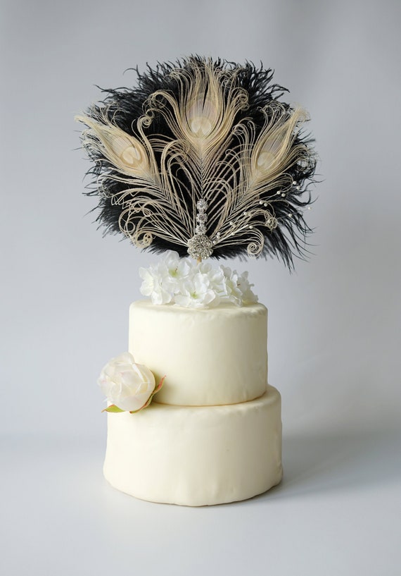 72 Exquisite Curled Feather Peacock Wedding Cake Tree Topper