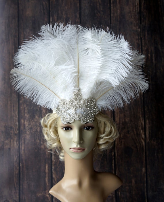 Bandeau Gatsby, Headband Cristal 1920s Bandeau Plume Gatsby
