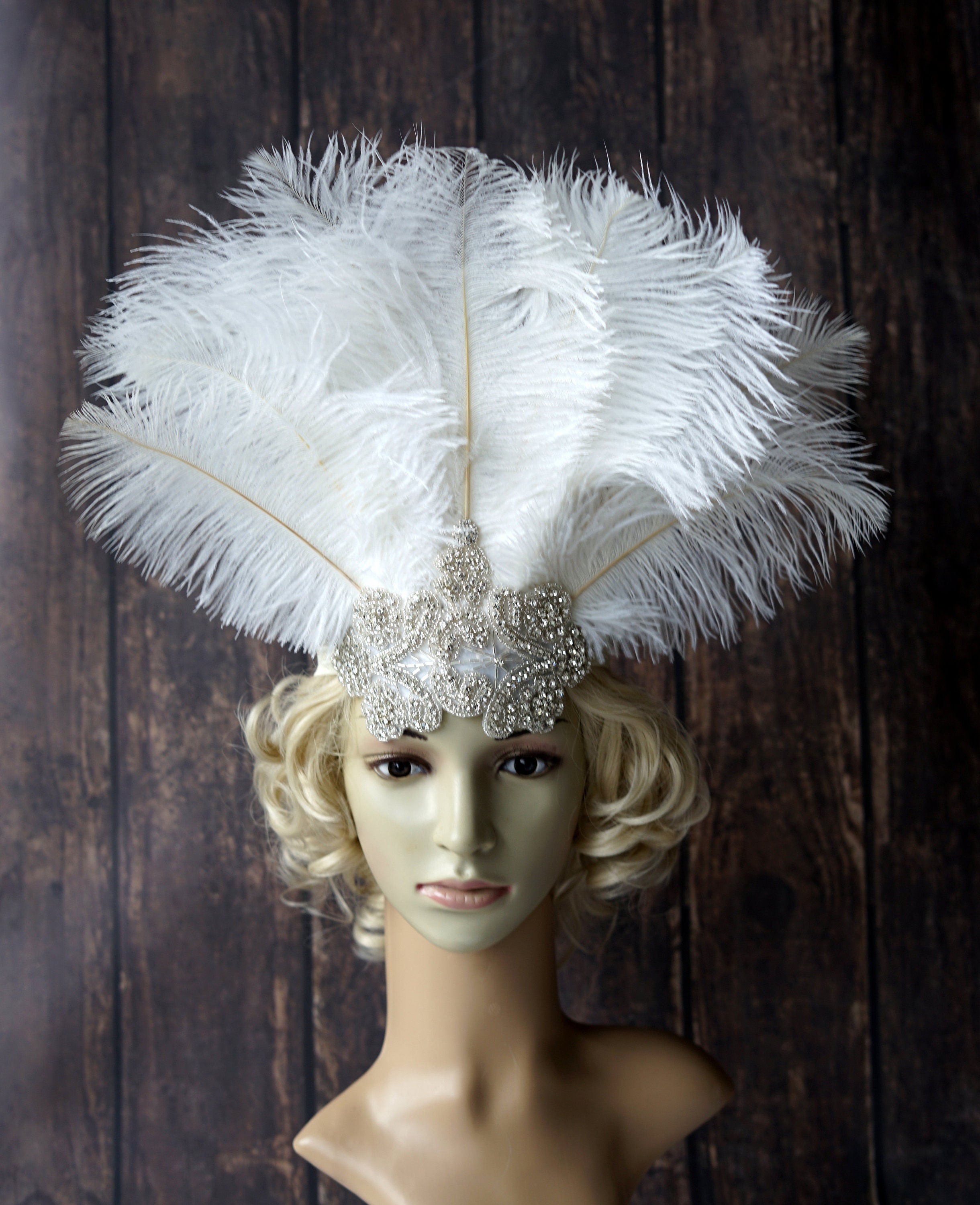 Crystal Feather Carnival Headdress Gatsby Flapper Headband  display picture 3