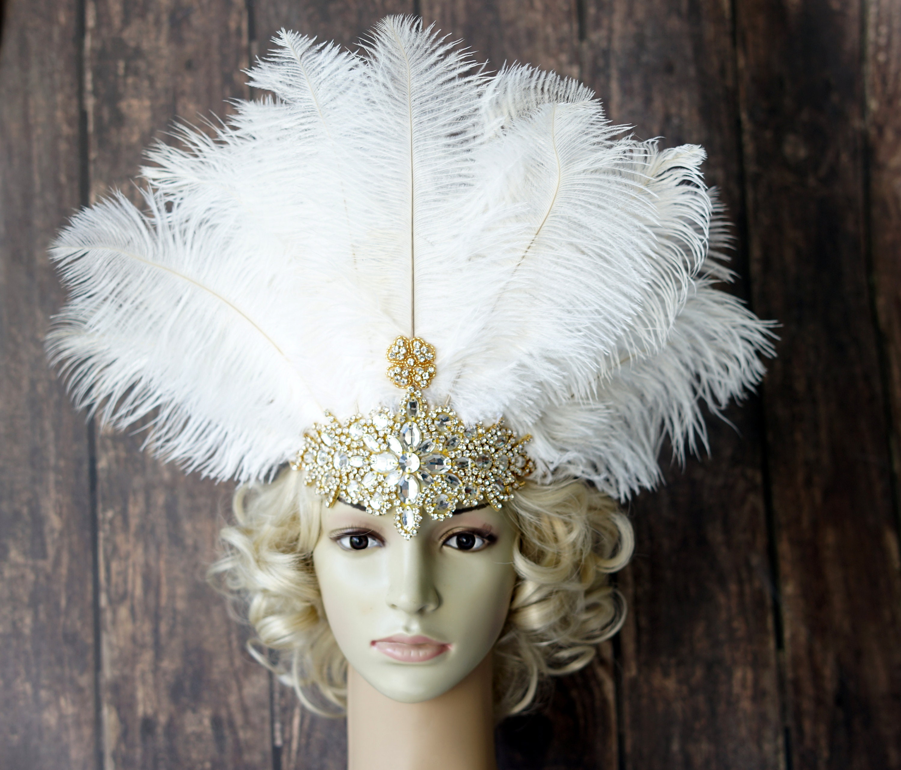 Feather Carnival Headdress Gatsby Rhinestone Flapper