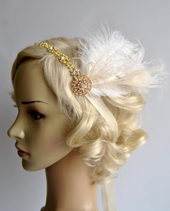 Gold Crystal Rhinestone Headband Headpiece 1920s Flapper Etsy