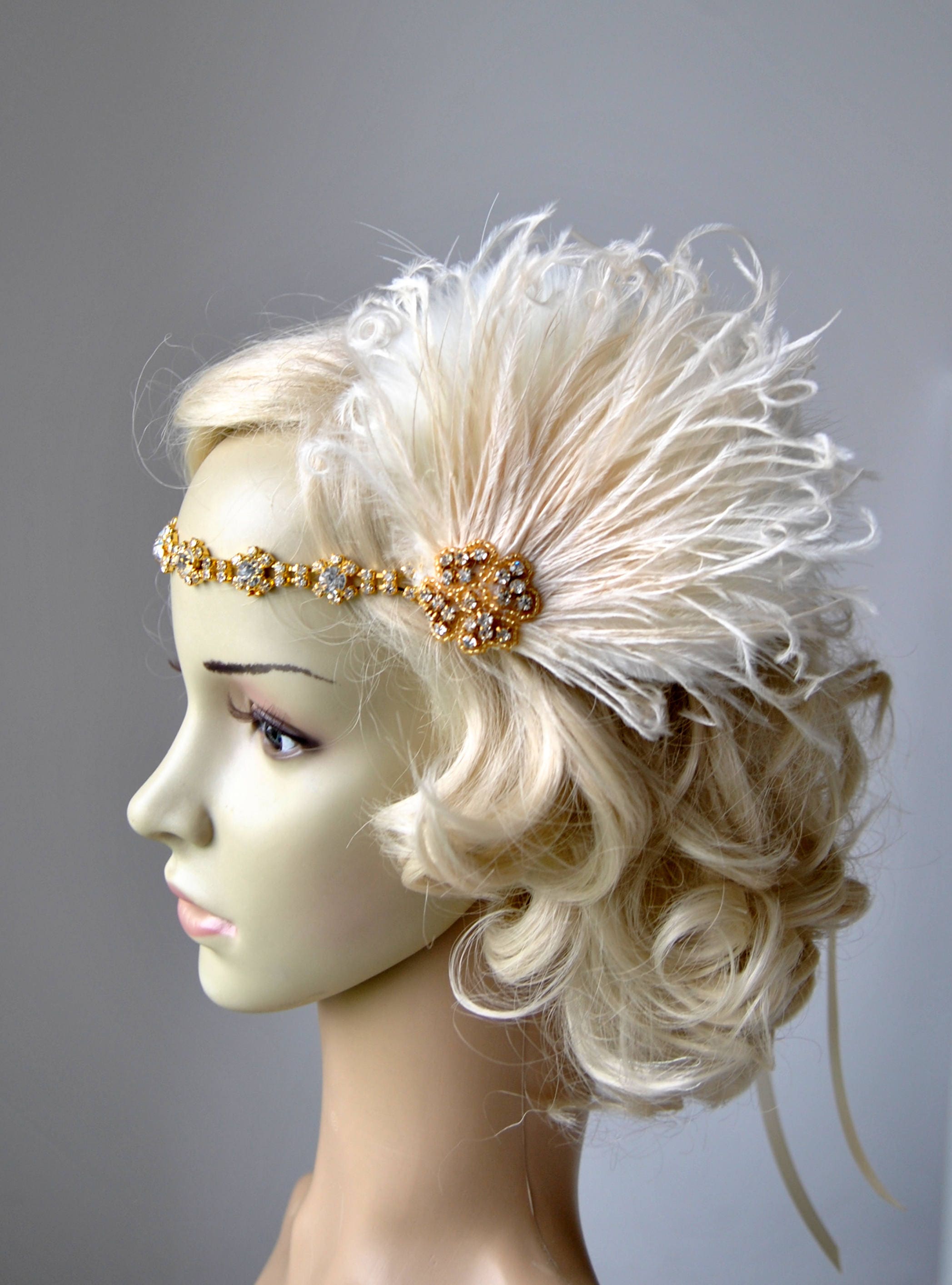 Gold Clip and Headband, the Great Gatsby Headband 1920s Flapper Feather  Headband Headpiece Gold, Champagne Rhinestone Fascinator Hair Clip - Etsy  Sweden, image size:2095x2827