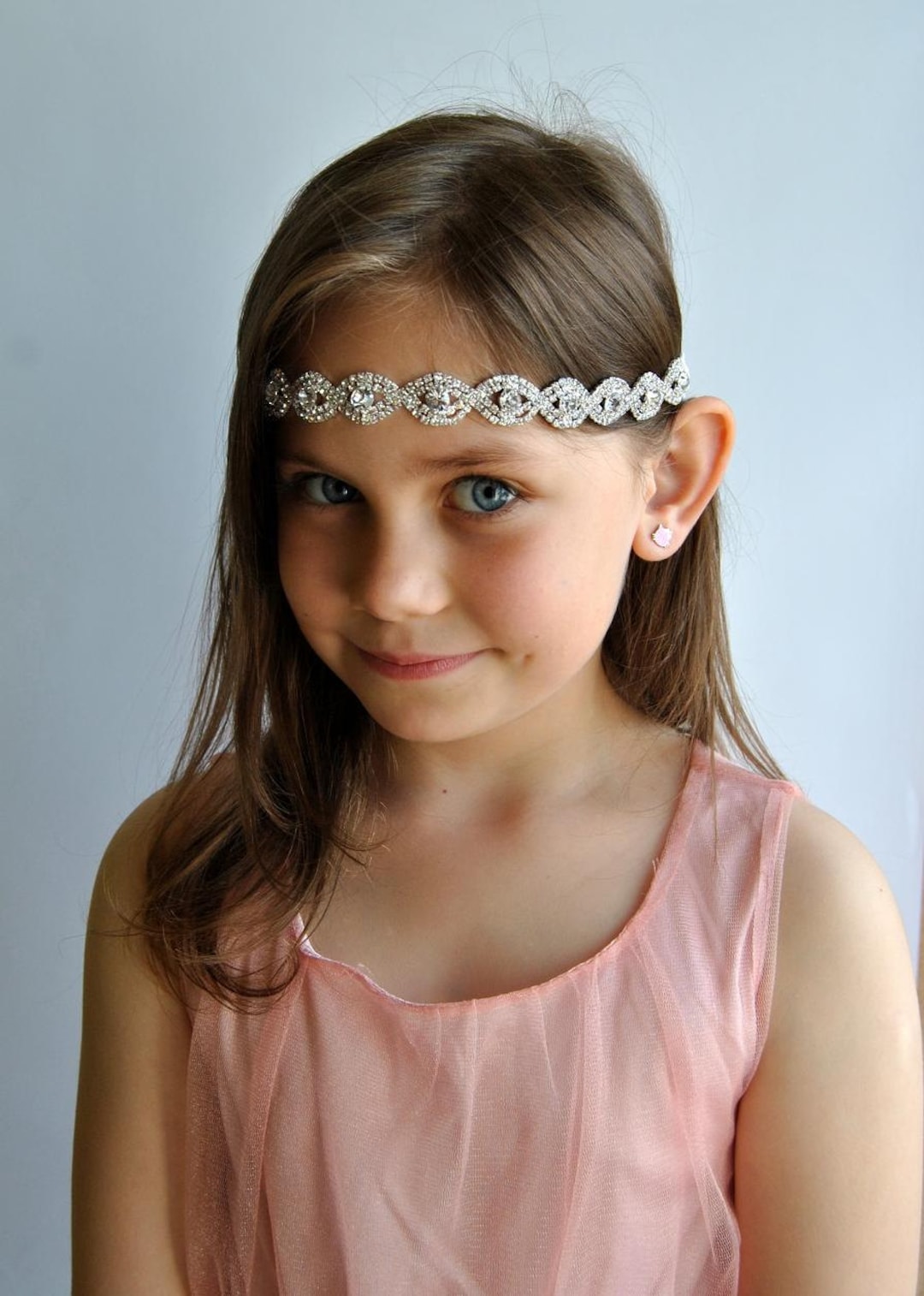 Flower Girl Rhinestone Pearls Headband, Baby Headband, Newborn Crystal