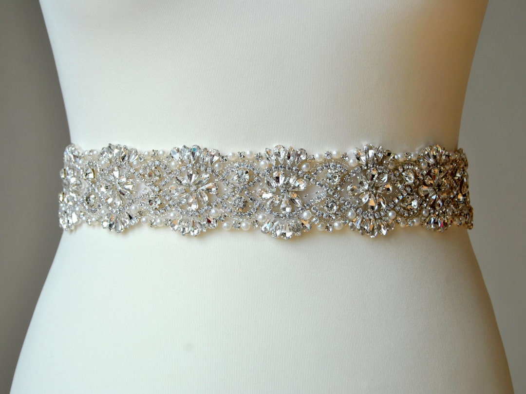 Crystal Luxury Bridal Sashwedding Dress Sash Beltpearls - Etsy