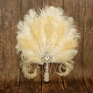 Crystal Bridal Fan Bouquet Ostrich Alternative Feather Fan, Bouquet ...