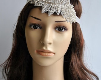 Crystal 1920s Flapper Headband Headpiece,The Great Gatsby, Bridal Rhinestone Headband, Wedding Headband, Bridal crystal rhinestone Headpiece