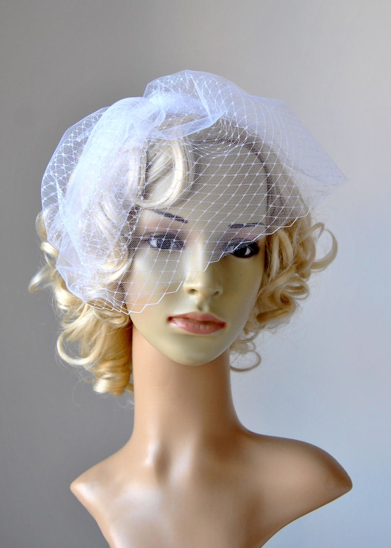 Full Double layer bandeau birdcage veil Bandeau Veil, Birdcage Veil, Wedding Veil, Bridal Veil, Russian Veil Tulle Veil, Bird Cage Veil image 1