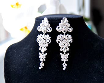 KYLIE Chandelier Crystal Bridal Earrings Long Crystal Victorian Style Earrings Wedding Jewelry drop wedding 1920s Gatsby Earrings Bracelet