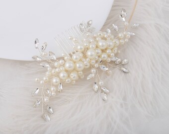 ORCHID Bridal Headpiece Wedding Hair Pin Hair Vine Accessories Bridal Hair Comb Crystal Pearl Hair Comb, Bridal Head Piece hair Jewelry