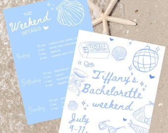Coastal Bachelorette Itinerary Template: Printable Bridesmaid Invitation (Digital Download)