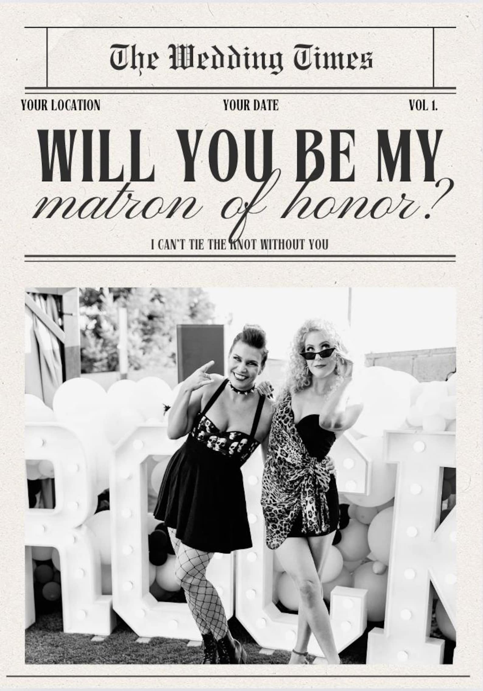 Custom Bridesmaid Proposal Newspaper Template Printable Will You Be My ...