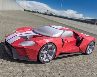 Ford GT Volcano DIY 3D Papercraft Supercar Templates, Papercraft Model for Adults and Kids, Instant Download Paper Kit PDF