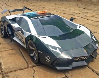 Lamborghini Aventador Interceptor DIY 3D Papercraft Police Car Template, Papercraft Model for Adults and Kids, Instant Download PDF