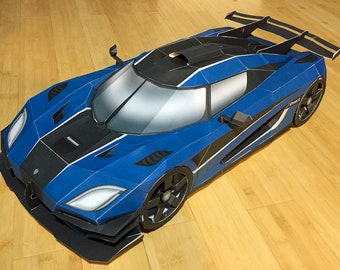 Koenigsegg One:1 Poseidon DIY 3D Papercraft Supercar Templates, Papercraft Model for Adults and Kids, Instant Download Paper Kit PDF