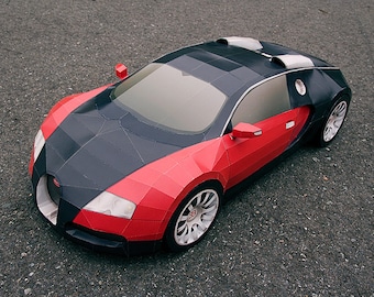 Bugatti Veyron DIY 3D Papercraft Supercar Templates, Papercraft Model for Adults and Kids, Instant Download PDF